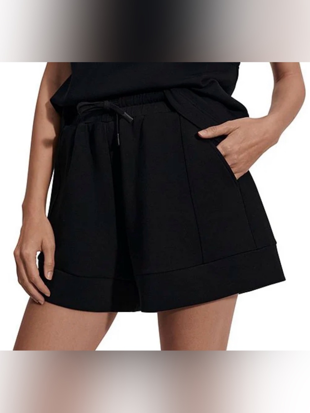 Varley Atrium Double Soft High Rise Drawstring Tie Shorts Black Size XXS